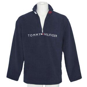 NEW Vintage Tommy Hilfiger Fleece Pullover Jacket  Navy Blue  Big Tommy Hilfiger